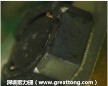 使用銀(Ag)鍍層的電源電感器(Power Inductors)，經(jīng)過(guò)推力測(cè)試后，零件端點(diǎn)上已經(jīng)看不到任何鍍層的痕跡了，所以其耐推力就比較小。